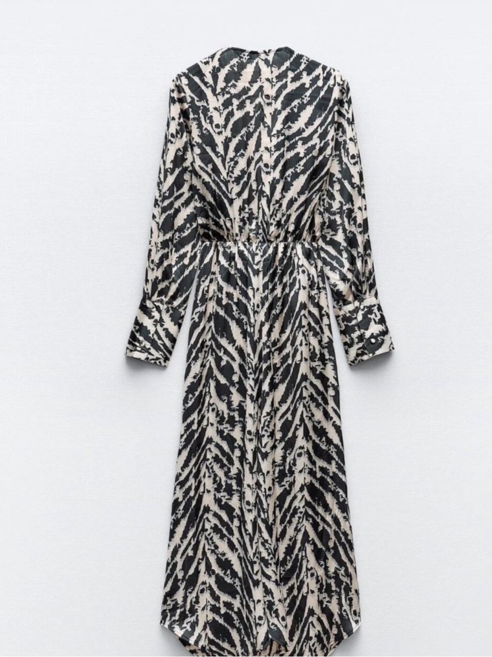 Zara ♥️ Black & White Satin-Effect Animal Print Dress - Picture 3 of 10